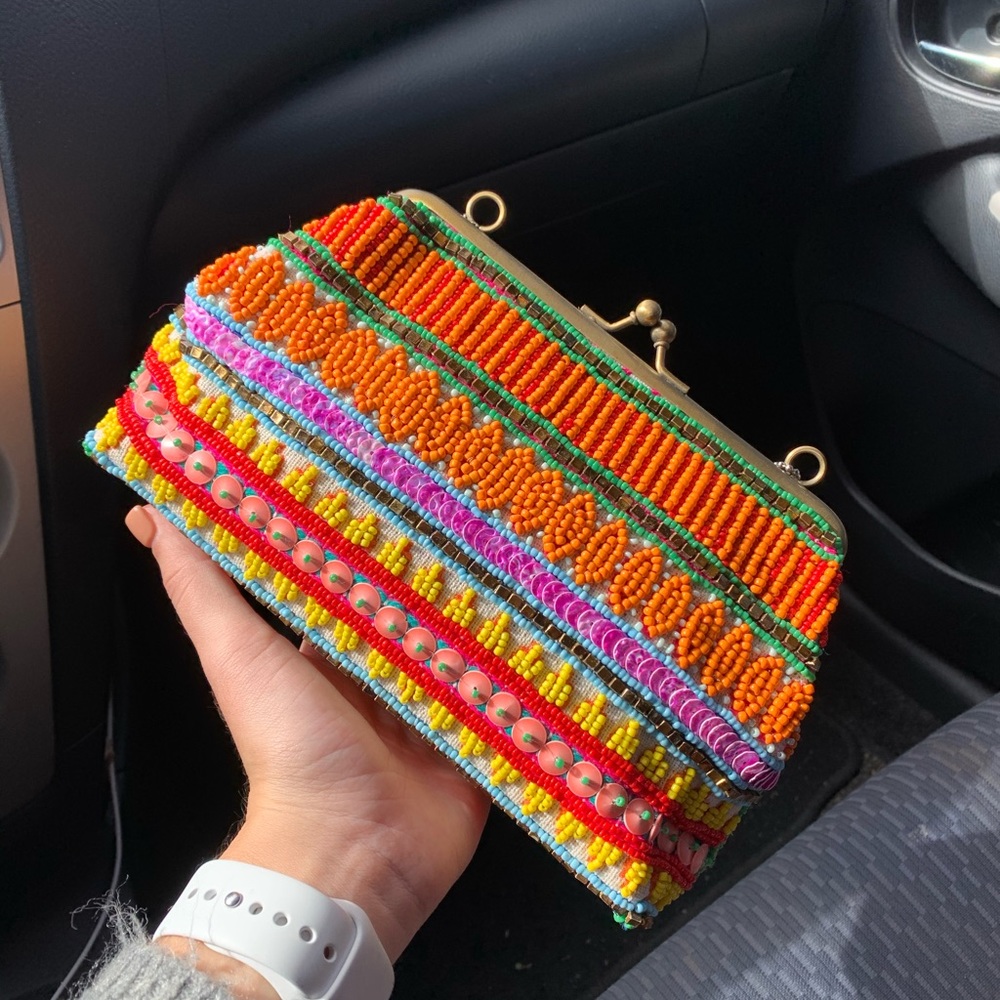 Retro vintage beaded neon purse bag! 👛